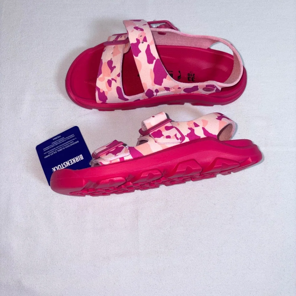 Birkenstock Mogami Sandals Size EU 33 Pink Orange Camo New Backstrap Buckle 2